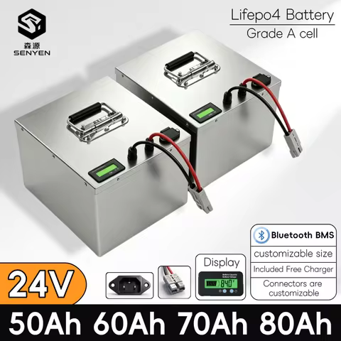 SY-24V 50Ah 60Ah 70Ah 80Ah LiFepo4 Lithium Battery Bluetooth BMS 8S for 1000W Inverter Solar Panel B