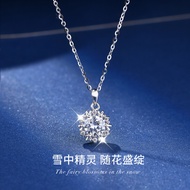 2 Carat Imitation Moissanite Necklace Plated pt950 White Gold Clavicle Chain Hearts Arrows Zircon Pe