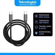 Type C to Type C Data Cable Charger Braided Fast Charging 6A 66W