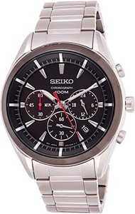 Karnvera Shop นาฬิกาข้อมือผู้ชาย Seiko Black Dial Stainless Steel Mens Watch SSB089P1