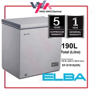ELBA 190L Chest Freezer Refrigerator 1 Door/Peti Beku 1 Pintu EF-E1915(GR) Peti Sejuk/Fridge/Peti Ais/冰箱冰柜