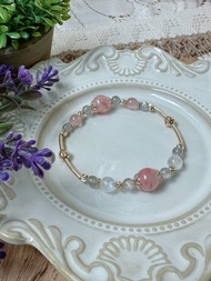 薔薇夢境 l 薔薇輝石 月光石 拉長石 草莓晶 水晶手鏈