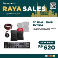 (Raya Offer 2026) Cafe Shop Sound System - SONORE BGM Package 40 Watt Amplifier With SIRIM & 2pcs 5"