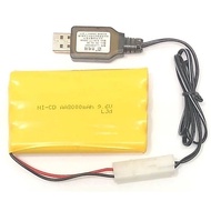 9.6v battery NI-CD AA 8000mah + USB Charger 9.6v 200mA (2-PIN)