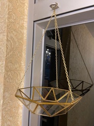 波希米亞金屬條玻璃吊籃 植物盆 Bohemian hanging glass tray plant pot