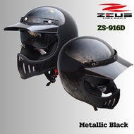 หมวกกันน็อควิบากวินเทจ คลาสสิค Zeus zs-916D มีแว่นกันแดดในตัว พร้อมปีกบังแดด a Metallic Black M