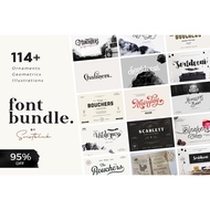 [ FONT ] Decorative Fonts Collection 114 Fonts and Bonus Vectors (Ornaments, Geometrics and Illustra