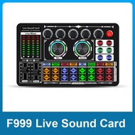 (BGSJ) F999 Sound Card Audio Mixer Live Sound Card Voice Changer Mixing Console Amplifier Sound Card Phone Computer Universal