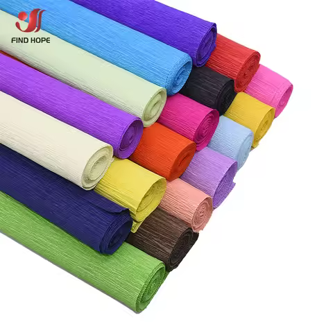 250*25cm(8ft x9.8") Colored Crepe Paper Roll Origami Crinkled Crepe Paper Craft DIY Flowers Decorati
