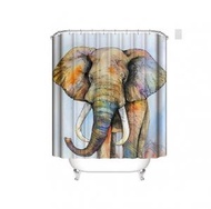 全城熱賣 - 浴室防水數碼印花浴簾(大耳朵大象 180*200cm)