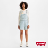 Levis Silver Tab銀標系列 女款 吊帶牛仔短褲 / 精工作舊石洗 / 鈕扣穿脫 熱賣單品