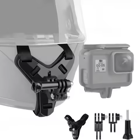 Motorcycle Helmet Chin Strap Mount, Universal Action Camera Bracket for GoPro Hero 13-8 DJI Osmo Ins