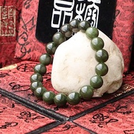原礦天然和闐玉手珠 10mm 青海料和田玉 青玉 手串 玉石 礦石設計