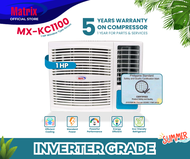 Matrix Aircon Shop - Mx-KC1100 Matrix 1HP Window Type Air Conditioner (Inverter Grade), offering efficient cooling for your space. With eco-friendly refrigerant, blue fin technology, independent dehumidifying, 24-hour timer, and easy installation