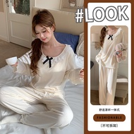 [Chest Pad Pajamas] Pajamas Cotton Knitted Jacquard M-2XL with Chest Pad Girls Pajamas Home Clothes