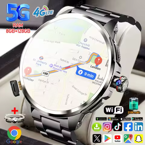 4G/5G SIM Card Smart Watch Men 1.95 inch 680*680 AMOLED Screen 900W Camera GPS WIFI Google APP Downl