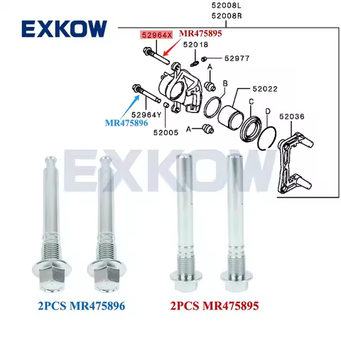 2PCS Rear Brake Pin Bolt for Mitsubishi Montero Pajero 3 4 Outlander 2 3 Lancer ASX RVR Delica D:5 M