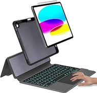 eoso iPad 10.9 Keyboard Case for iPad 10th Gen 2022-7 Color Backlight,Touchpad Detachable Slim Cover with Pencil Holder (iPad 10th Gen 10.9",Black)