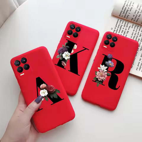 For Realme 8 Pro Case Silicon Soft Letter Monogram Flowers Phone back cover For Oppo Realme8 4G RMX3