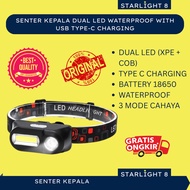 TaffLED Senter Kepala Waterproof Dual LED COB XPE Paling Terang Dan Tahan Lama