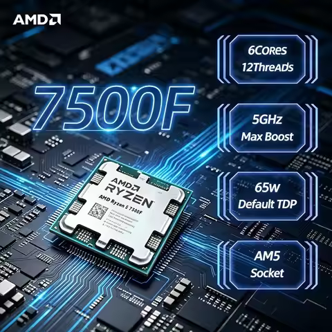 AMD Ryzen 5 7500F 6-Core 12-Thread L3=32M DDR5 3.7GHz Processor 100% Brand New and Original New R5 7