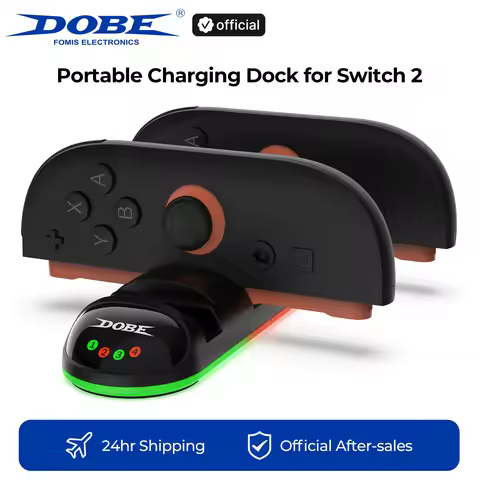 DOBE Portable Charging Dock for Switch 2 Controller | 4-Slot Joy-Pad Charger Station w/ Smart LED In