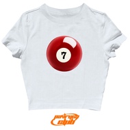 Baby tee lucky 7 ball y2k style crop tee