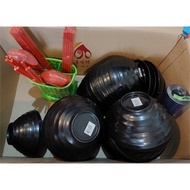 Plain Black 7" Black Ramen Bowl / Japanese Wide Round Bowl / Plastic Bowl /Saucer