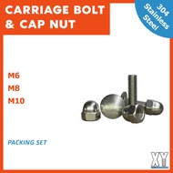 Stainless Steel Carriage bolt + Cap Nut Screw Pagar M6 M8 M10 carriage bolt & cap nut,Screw Payung a