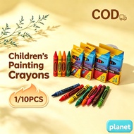 Kids Crayon Set 6 Colors x 10 Pcs, Non-Toxic Easy Grip for Drawing