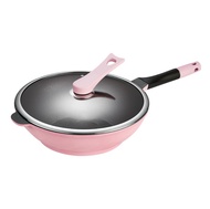 Korea High Quality 32cm Non Stick Frying Wok Pan With Lid (Ala Didinika) Free Wooden Sp