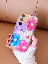 1 pieza Funda de teléfono anticaída transparente con protección completa del borde ondulado en 3D con diseño de flores de colores del arco iris, estilo INS simple encantador y creativo, personalidad fresca femenina europea y americana para Samsung S24/S23/S22/S21/A02/A03/A04/A05/A10S/A20S/A21S/A11/A12/A13/A14/A15/A22/A23/A24/A25/A30/A31/A32/A33/A34/A35/A50/A51/A52/A53/A54/A55/A71/A72/A73/Plus/Ultra/S20FE/FE/S