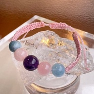 紫晶 粉晶 海藍寶 天然 水晶 手鏈手繩 日本直郵 禮物 新年
