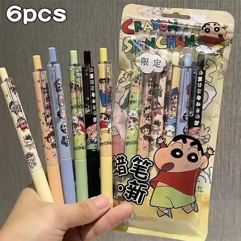 Crayon Shin chan Stationery Set Neutral Pen 4/6pcs Notebook Set Student Stationery Set Birthday Gift