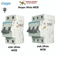 Hager MCB MY Series 2 POLE / 3 POLE 63A MCB 4.5KA