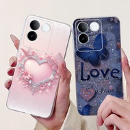 Soft Casing For Vivo S17e 5G V2285A / iQOO Z7 Pro / T2 Pro 5G (India) Case Fashion Love Heart Flower