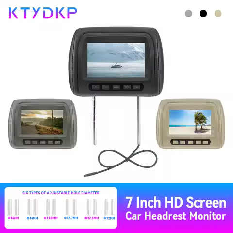 KTYDKP Car Headrest Monitor Universal 7 Inch TFT LED Screen Pillow AV Input
