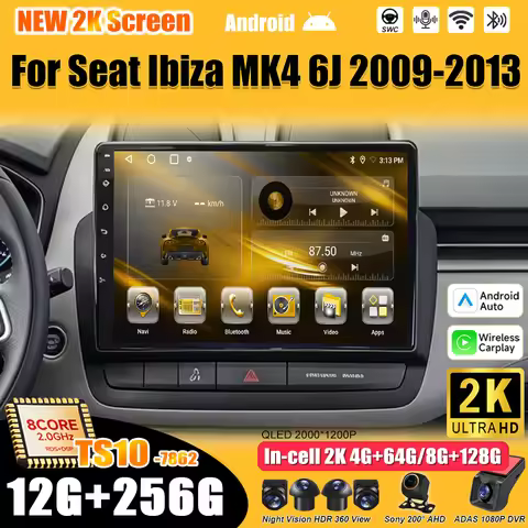 For Seat Ibiza MK4 6J 2009-2013 Car Android 16 Car Radio Multimedia Video Player Carplay Touch Scree