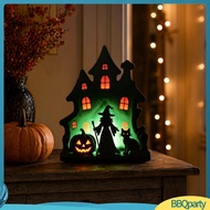 <BBQparty> Halloween Witch Wooden Table Centerpiece with Black Cat and Spooky Castle – Tiered Tray D