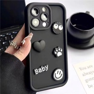 Suitable for IPhone 11 12 Pro Max X XR XS Max SE 7 Plus 8 Plus IPhone 13 Pro Max IPhone 14 15 Pro Max Black Colour Phone Case with Lovely Accessories Eggette