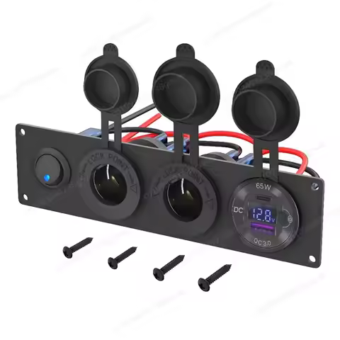 Upgraded 83W 4 in 1 Cigarette Lighter Socket Waterproof 65W PD Type-C & QC3.0 USB Power Outlet 12-24