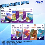 Quaff Glossy/Matte Photo Sticker A4 Size Inkjet Paper 90gsm & 135gsm Photo Paper Glossy Paper