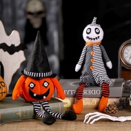 Halloween Scary Pumpkin Ghost Doll Figurine, Spooky Home Party Decoration Ornament