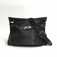 HERMES 吉普賽Jypsiere34黑色Togo皮框O銀扣