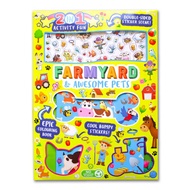 Farmyard & Awesome Pets 2In1 Activity Fun (Includes: Double-Sided Sticker Scene, Coloring Book, and 