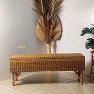 Multifunctional Rattan Bench with Storage Minimalist Aesthetic Rattan Bench Storage/