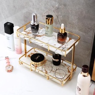 White Marble Bathroom Shelf, White Gold Tiered Shelf