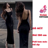 Đầm 2 dây bản to dài hở lưng  váy hai dây nữ maxi dài ôm body màu đen đi tiệc tôn dáng có mút VD956