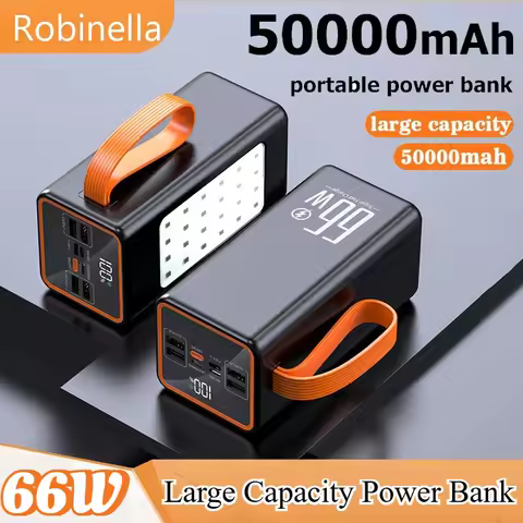 50000mAh Power Bank Large Capacity Powerful External Spare Battery Fast Charging 30000mAh Portable P
