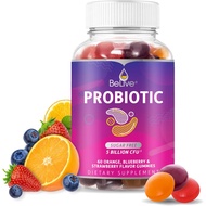 BeLive Probiotic 60 Gummies - Probiotics with 5 Billion CFUs for Digestive Health, Men, Women &amp; Kids - for Immune Support, Sugar Free &amp; Vegan Blueberry, Strawberry &amp; Orange